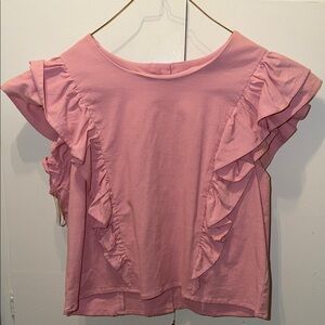 Entro Pink Ruffle Accent Blouse